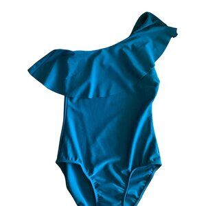 💰BOGO💰 One Shoulder Turquoise Swimsuit New With Tags, Ruffled Top, XS